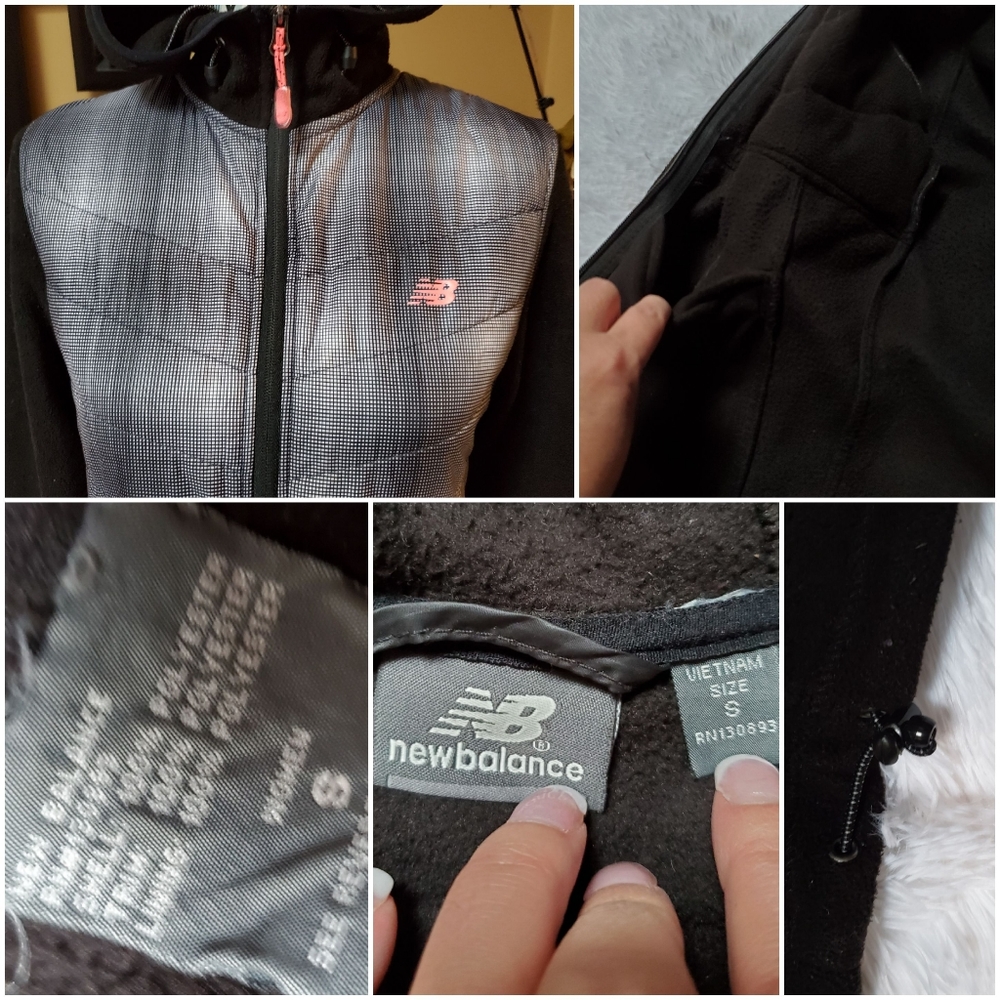NEW BALANCE BLACK & GRAY HOODED FLEECE JACKET! - Picture 8 of 8